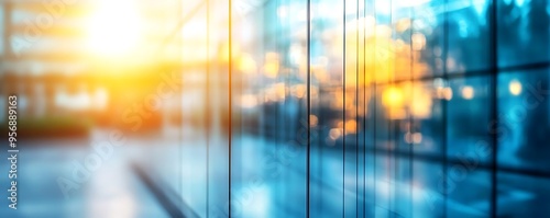 Abstract Blurred Background with Glass Windows and Bokeh Lights - Photo