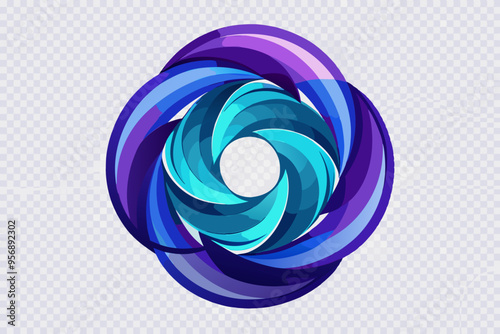 abstract vector of swirling wavy lines and circles arranged in a circular frame