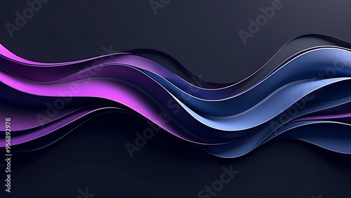 Abstract Purple and Blue Swirling Lines on a Dark Background