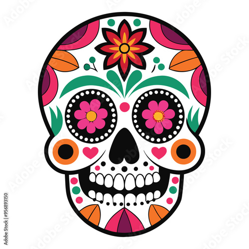 day of the dead skull vector illustration on white background