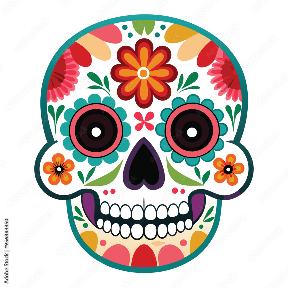 day of the dead skull vector illustration on white background day of the dead skull vector illustration on white background
