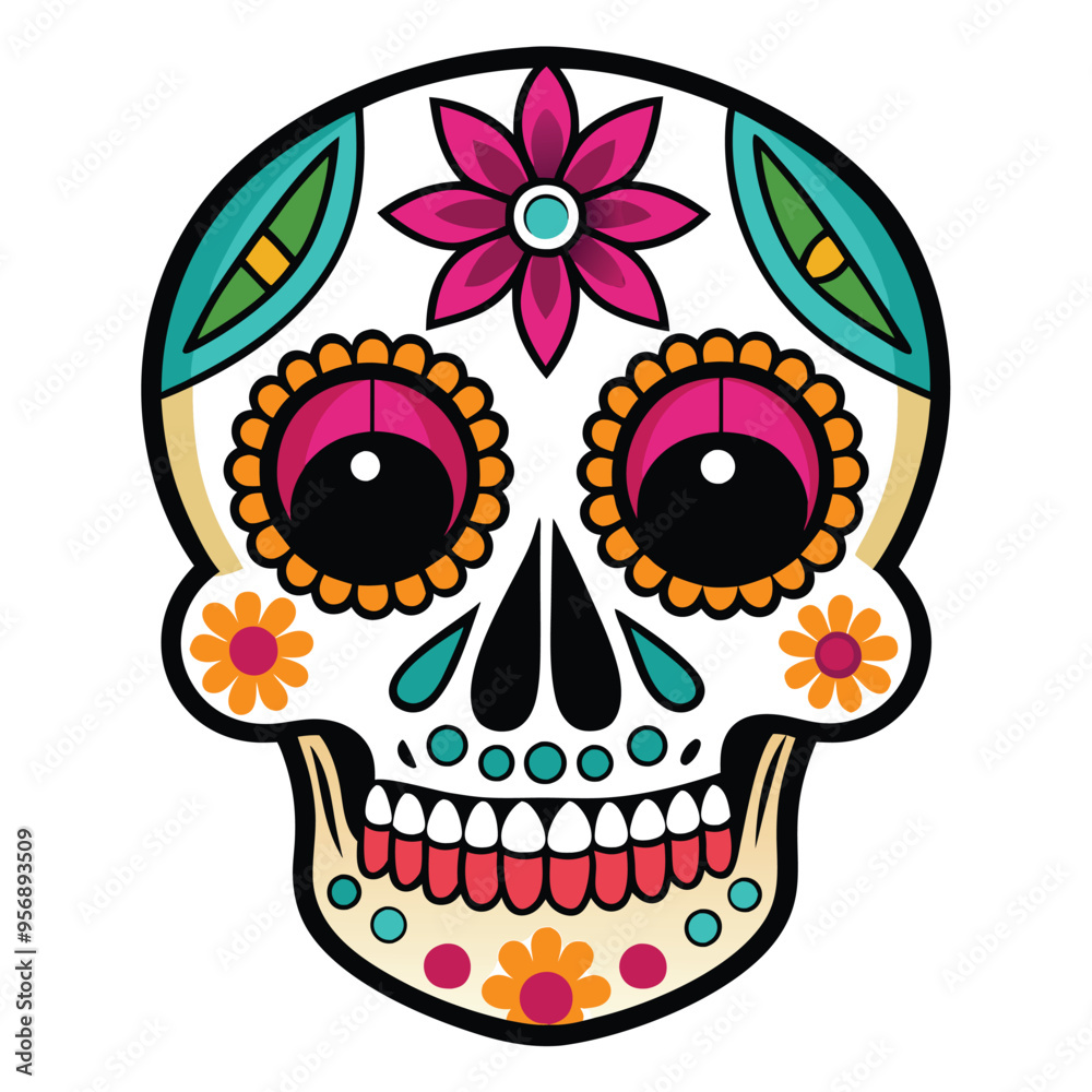 day of the dead skull vector illustration on white background day of the dead skull vector illustration on white background