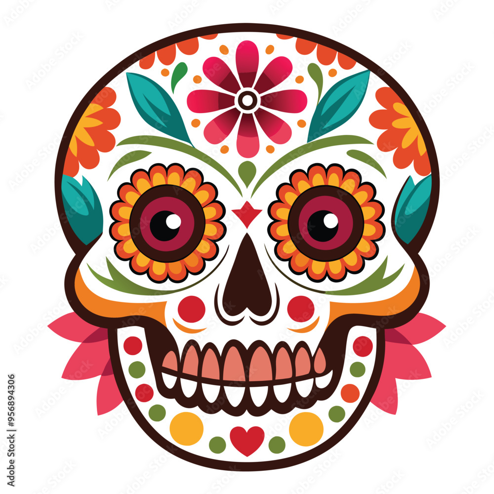day of the dead skull vector illustration on white background day of the dead skull vector illustration on white background