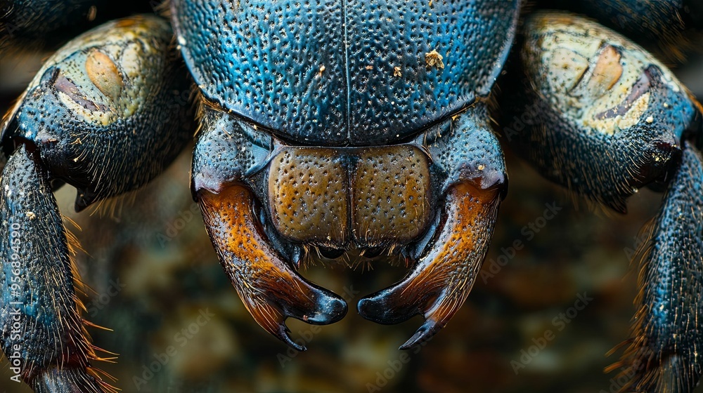 Close-up of a Blue and Brown Beetle's Mouthparts Close-up of a Blue and Brown Beetle's Mouthparts