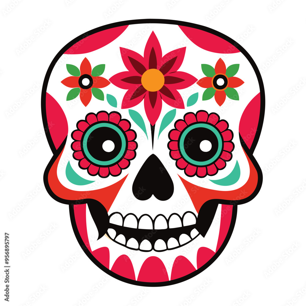 day of the dead skull vector illustration on white background day of the dead skull vector illustration on white background