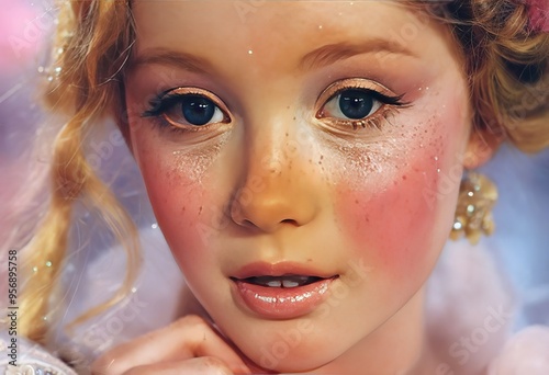 fairy tale princess delicate shimmery eyeshadow rosy cheeks and