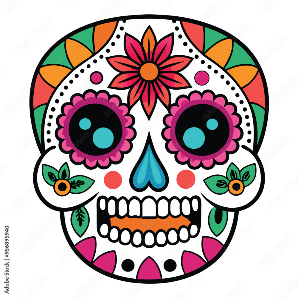 day of the dead skull vector illustration on white background day of the dead skull vector illustration on white background