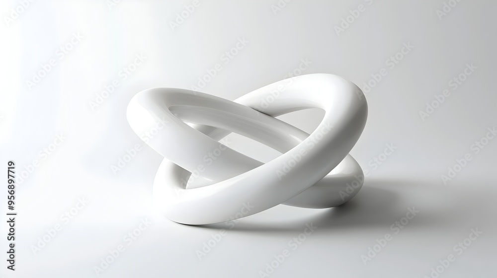 Smooth Metallic Looped Sculpture - Elegant Abstract 3D Art Installation Smooth Metallic Looped Sculpture - Elegant Abstract 3D Art Installation