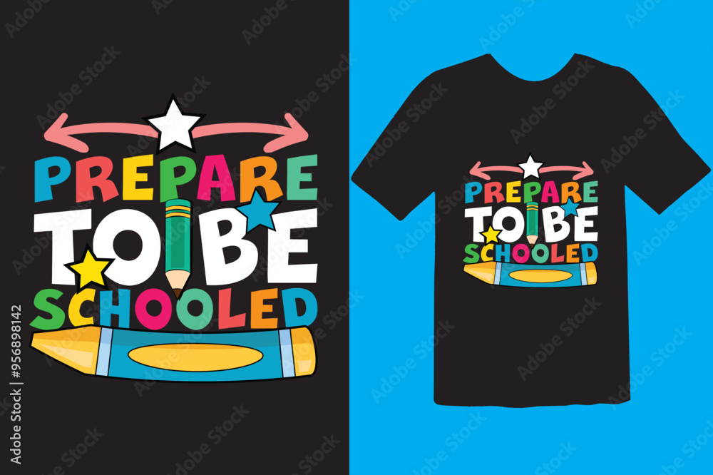 Fototapeta premium Back to School T-shirt Design, First day of school shirt, , Funny Teacher or Student Shirt, Last Day of School, 100 Magical Days