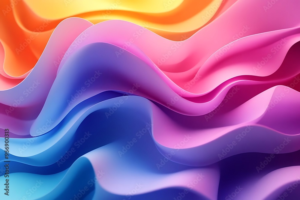 Abstract 3D Wavy Background in Vibrant Rainbow Colors Abstract 3D Wavy Background in Vibrant Rainbow Colors