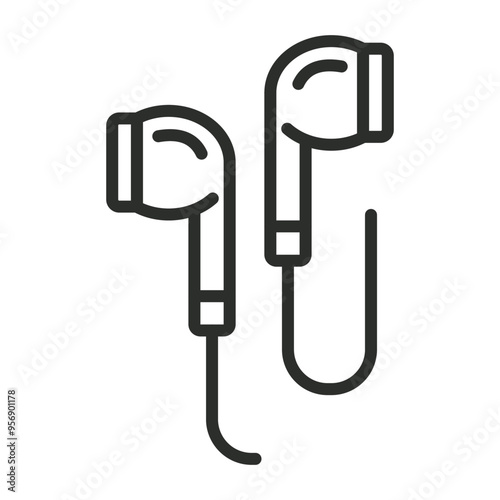 Earphone icon, Music band symbol outline icon, editable vector illustration and transparent graphic element. Isolated on white background