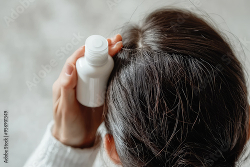 Wallpaper Mural Nourishing Hair: A Close-Up of a Person Applying Hair Loss Prevention Treatment Torontodigital.ca