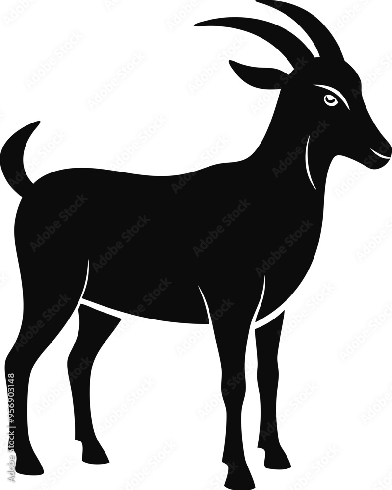 Fototapeta premium a-silhouette-goat-with-white-background (2).eps