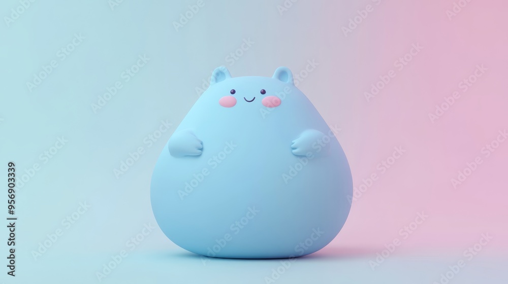 Soft and cushiony 3D illustration of a pastel-colored inflatable animal figure Soft and cushiony 3D illustration of a pastel-colored inflatable animal figure