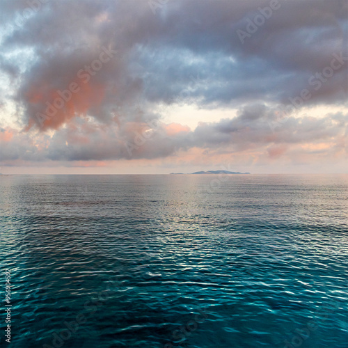 Landscape with sea and sky at sunset. photo