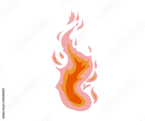 The fire is drawn in a flat style. Hand drawn vector illustration.