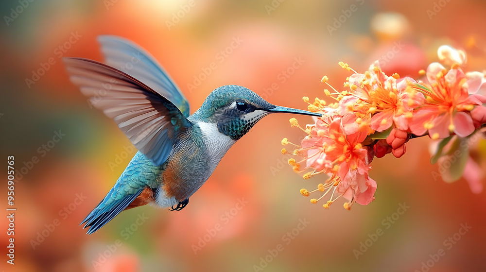 Fototapeta premium Hummingbird in Flight Illustration