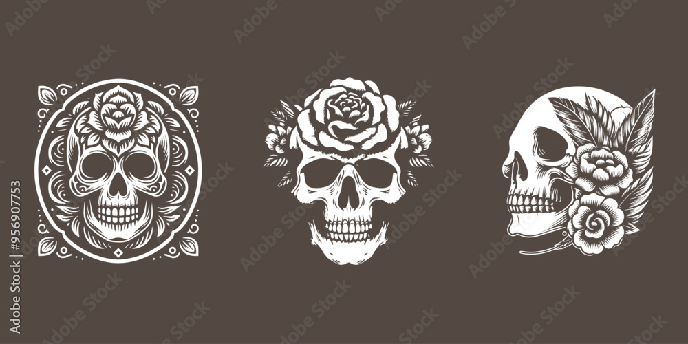 set skull design vector illustration set skull design vector illustration