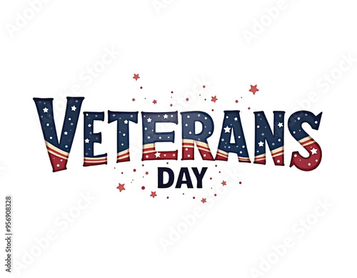a white background with a red and blue stripes and stars decoration with the words veterans day