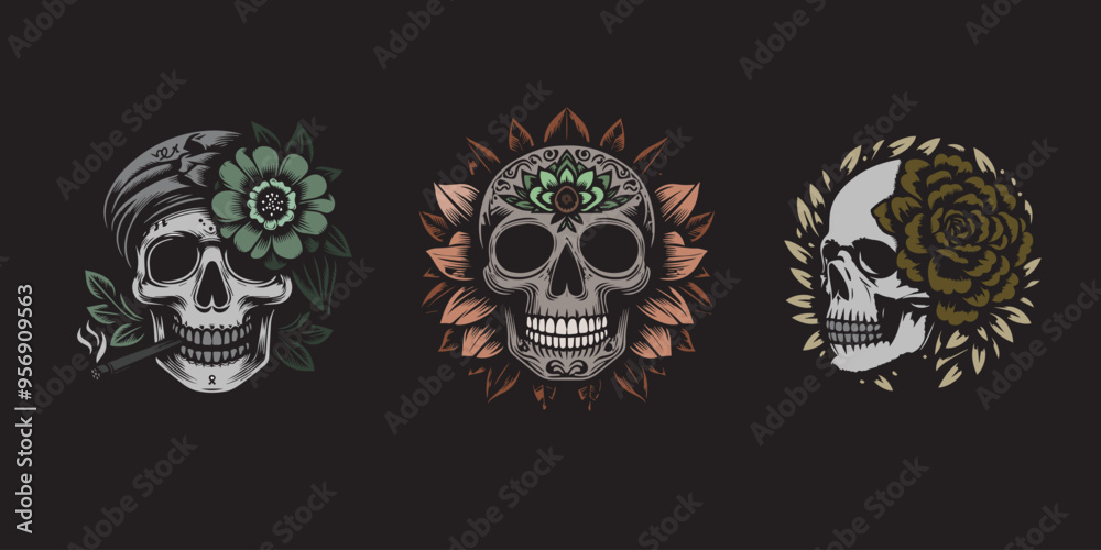 Obraz premium set skull design vector illustration