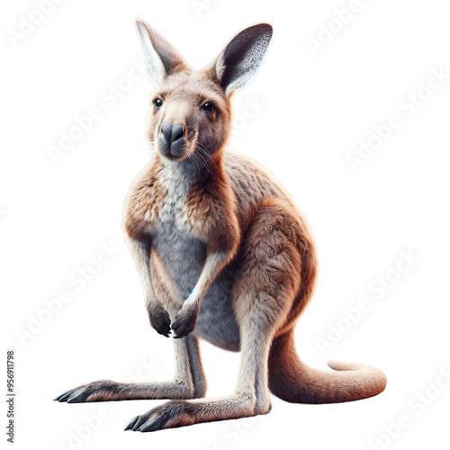  A kangaroo is stand in a white background 