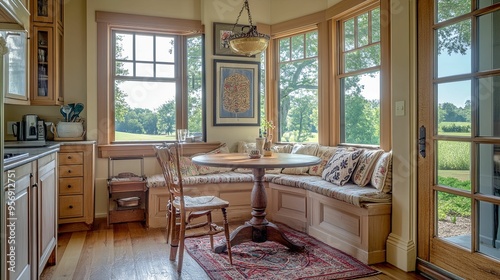 Window Seat Dining Nook in a Country Home photo