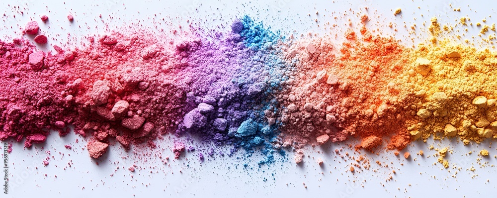 Obraz premium Colorful powders on white background. Background, banner, wallpaper