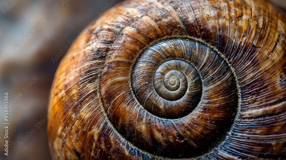 A mesmerizing macro photograph of a snail shell, revealing its spiral pattern and surface texture. A mesmerizing macro photograph of a snail shell, revealing its spiral pattern and surface texture.
