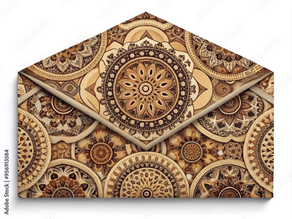 Obraz premium designer envelope with intricate patterns and money inside for high-fashion concept
