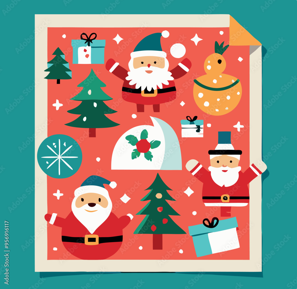 Fototapeta premium Christmas character collection celebrating with gifts and ornaments