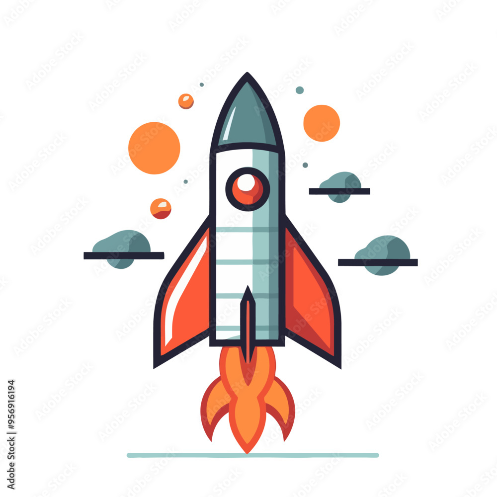 Rocket icon. Space rocket launch. Spaceship image. Vector illustration. Rocket icon. Space rocket launch. Spaceship image. Vector illustration.