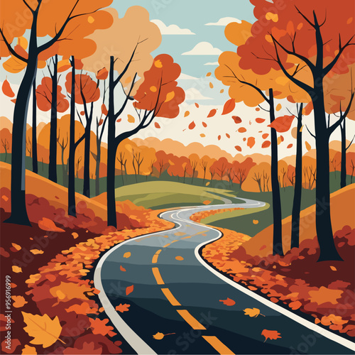 Autumn landscape with trees