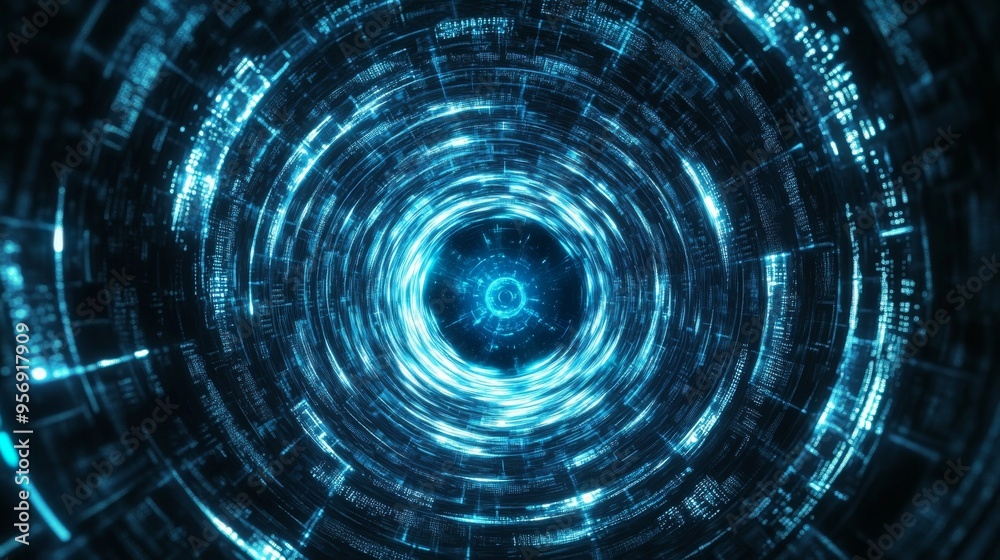 Future technology concept with a clock, globe, and circle. Future technology concept with a clock, globe, and circle.