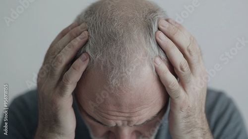 A distressed man holding his head, illustrating stress and anxiety in a modern setting.