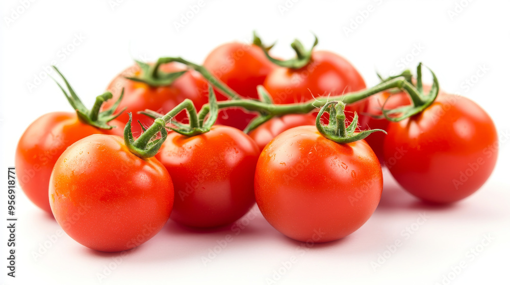 Delicious red tomatoes, isolated against a white background. Delicious red tomatoes, isolated against a white background.