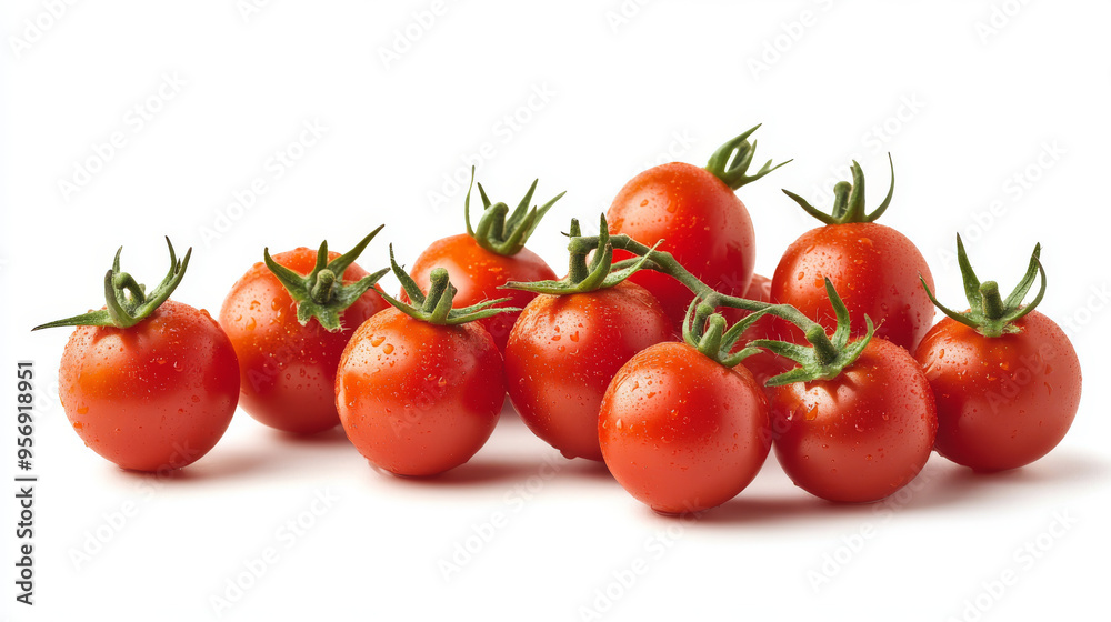 Delicious red tomatoes, isolated against a white background. Delicious red tomatoes, isolated against a white background.
