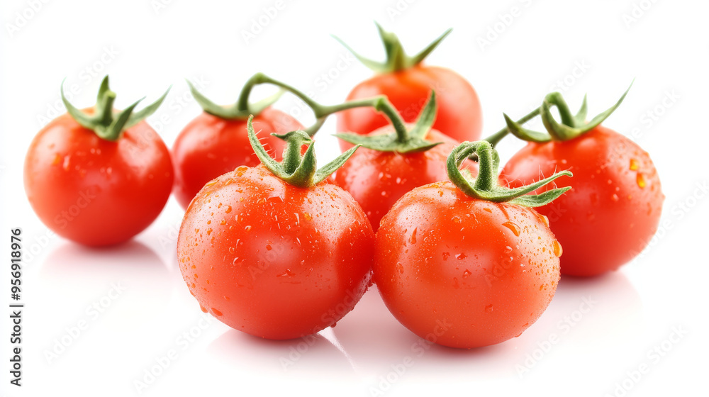 Delicious red tomatoes, isolated against a white background. Delicious red tomatoes, isolated against a white background.