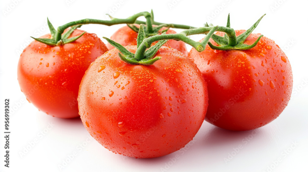 Delicious red tomatoes, isolated against a white background. Delicious red tomatoes, isolated against a white background.