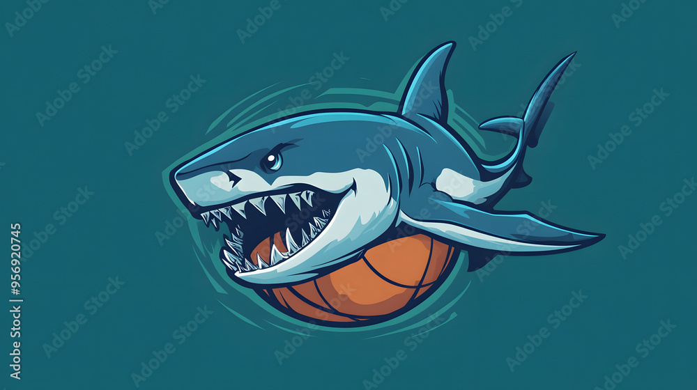 Naklejka premium Shark Basketball Logo, team icon.