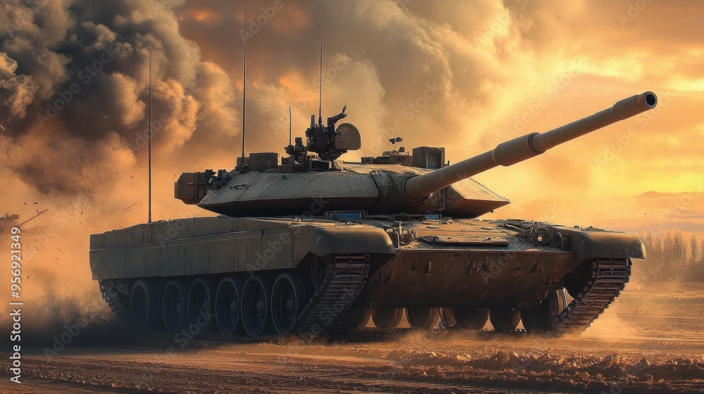 Military Tank in Action Military Tank in Action