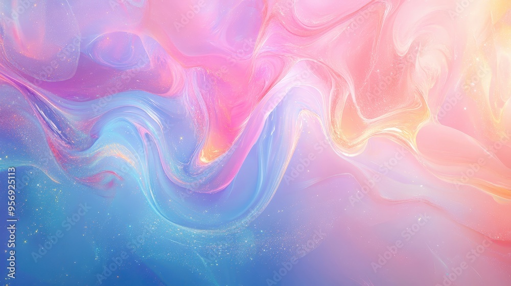 Serene Pastel Dreams - Abstract Art with Swirls and Glittering Highlights