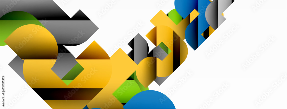 Abstract background. Colorful geometric curve shapes with black shadow lines effects Abstract background. Colorful geometric curve shapes with black shadow lines effects