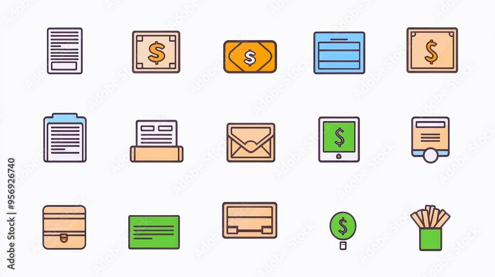 Outline icons depicting financial loss and bankruptcy, featuring 45 distinct designs, editable stroke, suitable for business and financial applications, clear and concise visuals Outline icons depicting financial loss and bankruptcy, featuring 45 distinct designs, editable stroke, suitable for business and financial applications, clear and concise visuals