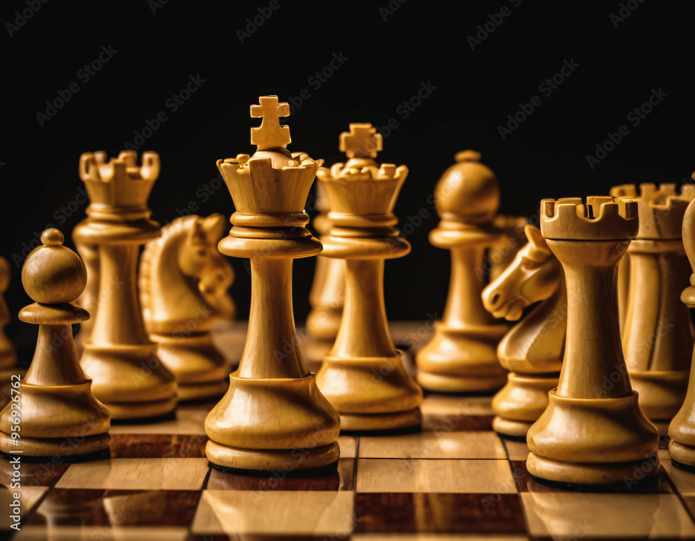 Chess figures on the chessboard. Chess figures on the chessboard.