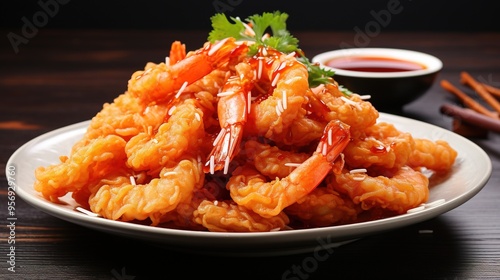 Tempura. Fried shrimps japanese on white background