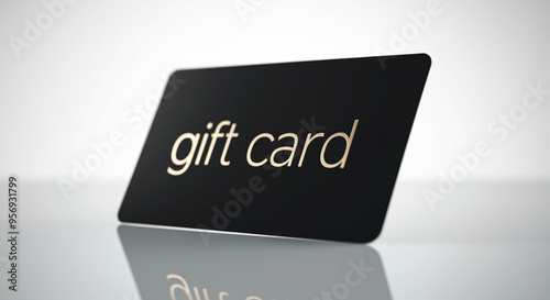 Gift card display on reflective surface elegant design showcasing business card style