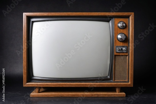 Old-fashioned television set rectangular shape wooden frame whit