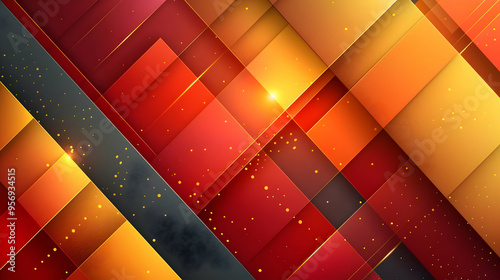 Abstract Background with Red, Orange, and Yellow Geometric Shapes