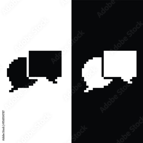 pixel Chat icon vector bubble sign