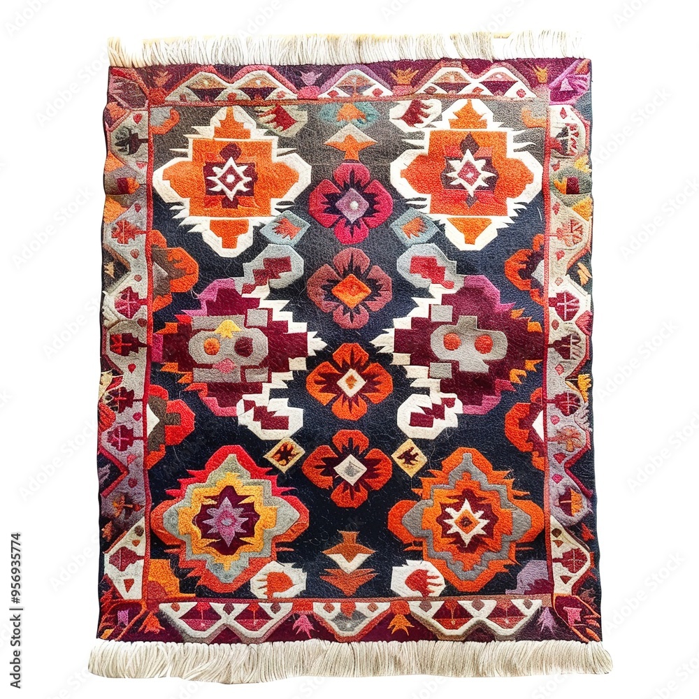 Kyrgyz Felt Rug, transparent background, isolated image, generative AI isolated on white background Kyrgyz Felt Rug, transparent background, isolated image, generative AI isolated on white background